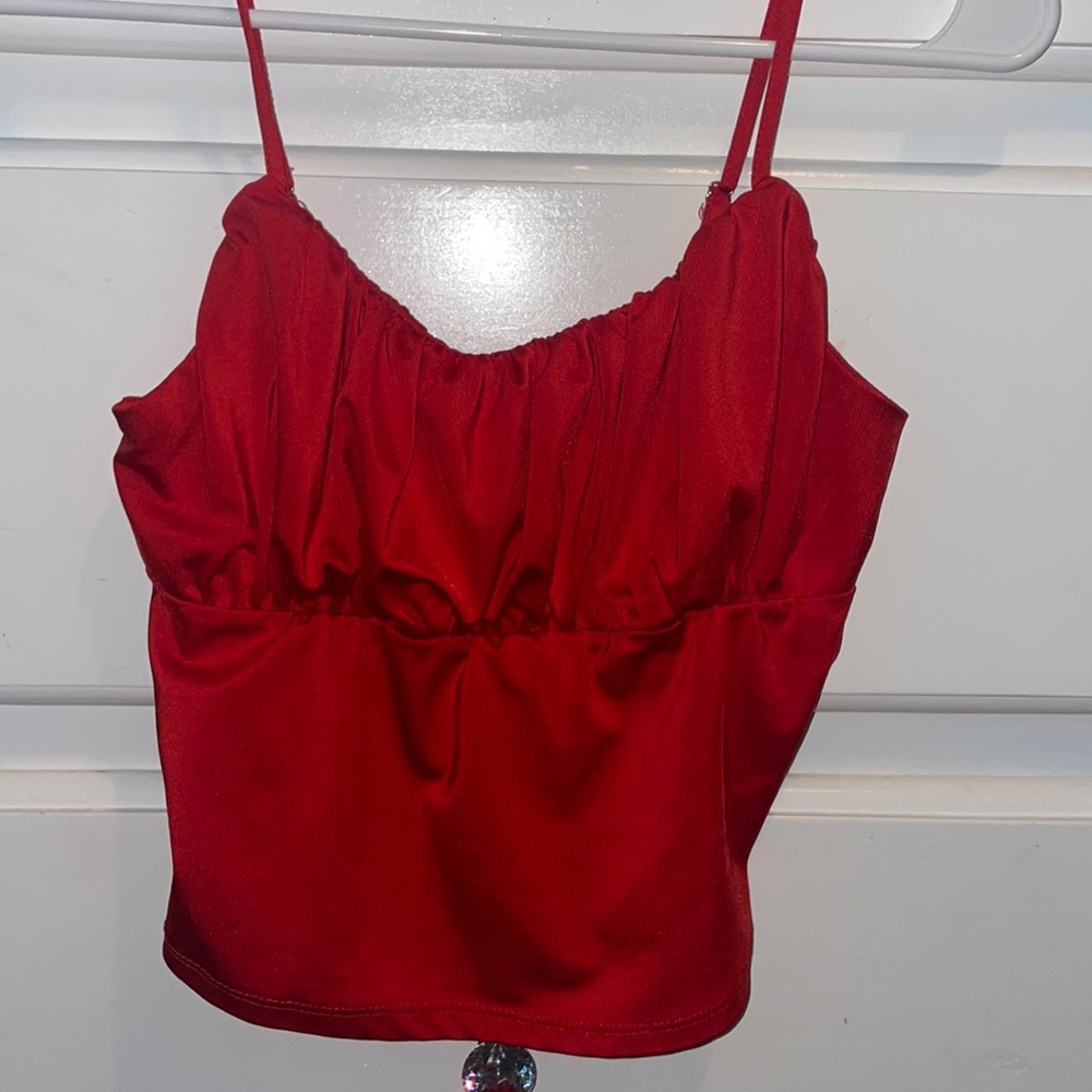 Red cropped top